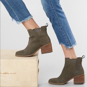 TOMS Esme Tarmac Olive Suede Bootie